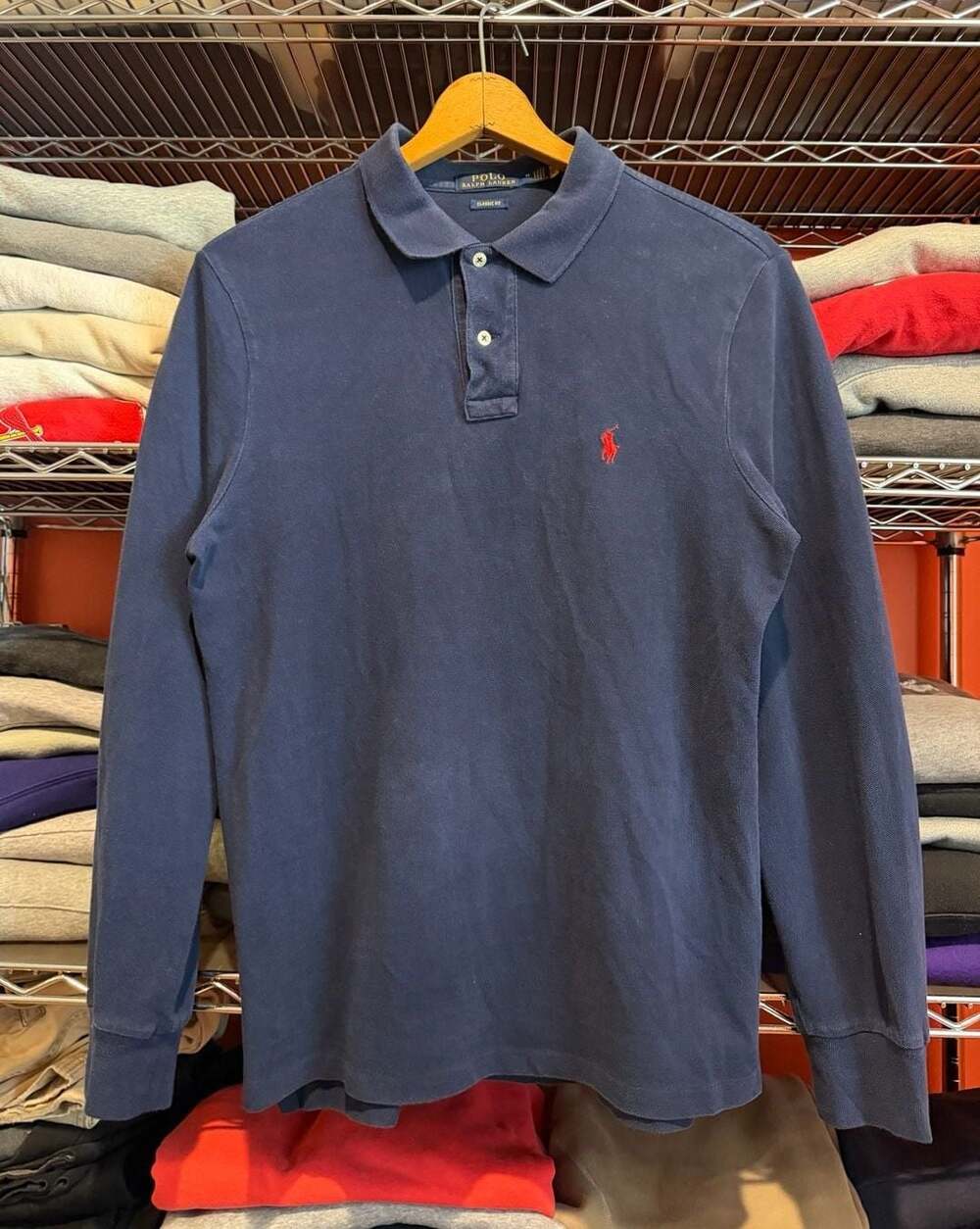 Polo Ralph Lauren Classic Fit Long Sleeve Polo Size Mens Medium Navy